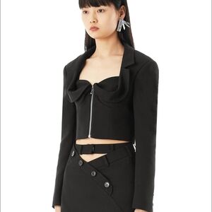 NWT MARRKNULL | Black Corset Suit Jacket Blazer Large Wool Cropped